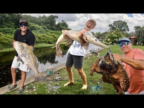 Giant Snapping Turtle, Black Drum, Alligator Gar and Blue Crabs (Catch & Cook)