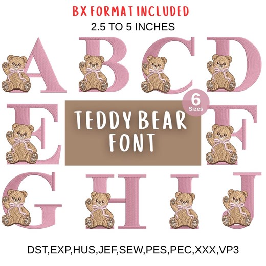 Cute Teddy Bear Monogram Machine Embroidery Designs, Valentines Gift Bear, Bow, Balloon, Heart, Love, 6 Sizes, Instant Download - Etsy