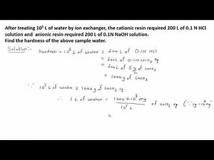 Calculation of hardness of Water on Ion Exchange Resin (demineralization)