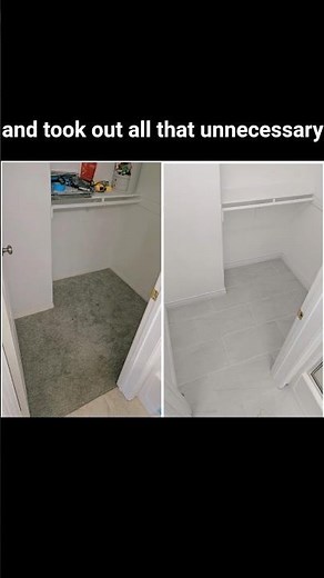 Closet overhaul - where I learned how to tile & install baseboards #homeimprovement