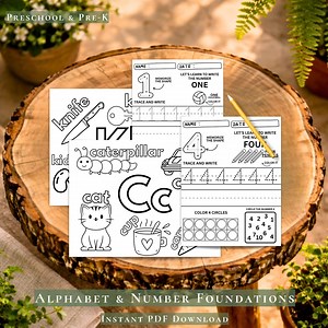 Feuilles d'exercices préscolaires Feuilles d'exercices de l'alphabet et repérage des nombres | Traçage de feuilles de recherche de lettres et exercice d'écriture manuscrite des nombres 1 10 PDF pour les enfants d'âge préscolaire - Etsy France