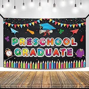KatchOn, Preschool Graduation Banner - 72x44 Inch | Preschool Graduation Decorations 2026 | Kindergarten Grad Decoration | Congratulations Graduate Banner | Congrats Grad | Grad Party