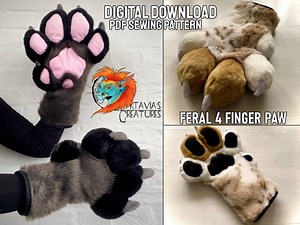 Canine and Feline Feral Hand Paws Digital Pattern (two in One!) (PDF DOWNLOAD) - Etsy