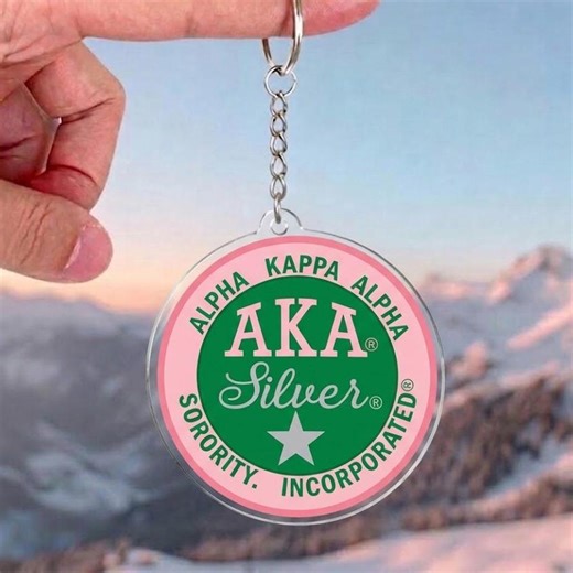 Alpha Kappa Alpha Silver Keychain - AKA Sorority 1908 Acrylic Charm - Pink and Green Sisterhood Keyring - Soror Silver Star Member Gift - Etsy
