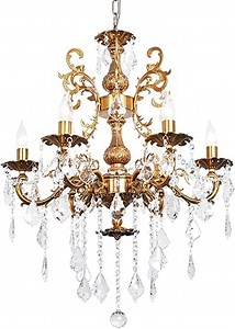 Crystal Chandelier Lighting Modern, Antique Gold Farmhouse Chandeliers 6-Light Crystal Candle Chandelier Ceiling Hanging Light Fixture Dining Room Entrance 23"