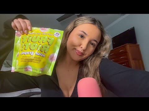 Eating Sour Fruit Riot Grapes ASMR! Super sour candy review! Mouth sounds/chewing/ eating sounds