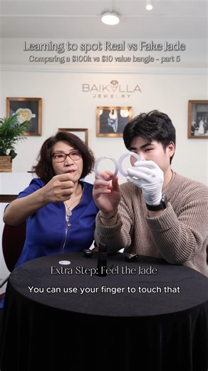 🖐️ Part 5: The Touch Test – Final Clue! The last way to tell real vs. treated jade? How it feels. ✨ Real jade: Smooth, cool, glides easily—like a stone with natural moisture 🚫 Treated jade: Slightly sticky, dry, with more resistance—that’s the polymer coating at work It’s subtle, but once you know what to feel for, you’ll notice the difference instantly. Got more questions about natural vs. treated jade? Drop them in the comments—we’d love to make more videos! 📹 And stay tuned for a close-up 