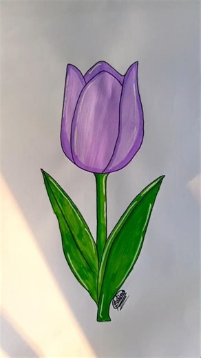 Beautiful Purple Tulip Drawing 🌷 | Easy Flower Art #shorts#drawing#flower#viral#artist