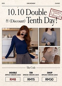 Transform your shopping experience with our exclusive promo codes. Claim them now!   혚혏혖혗 혏혌혙혌!▸▸ https://lihi2.com/p7QPW - Use Code: 「DOUBLE」Get RM8 Off (RM150 min. spend) Use Code: 「TEN」Get RM15 Off (RM230 min. spend) Use Code: 「SHOP」Get RM30 Off (RM340 min. spend) -  Not applicable on special on-sale items ⏰ Valid until 10/11 (Wed) at 10:30 only!! | Girl's Monday | Facebook