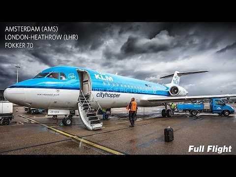 KLM Full Flight | Amsterdam to London Heathrow | Fokker 70 **With ATC**
