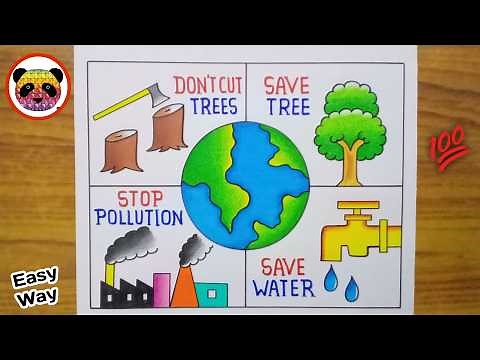 World Environment Day Drawing / Environment Day Poster Drawing / Save Environment Drawing Easy Steps