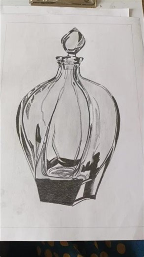 Realistic Glass Bottle Drawing | Shading & Reflection Art ✨ #Shorts
