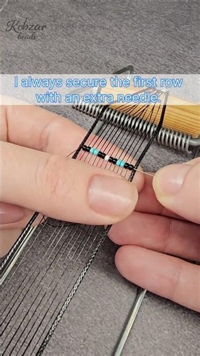 Beading life hack: I always secure the first row with an extra needle.Beading for beginners.