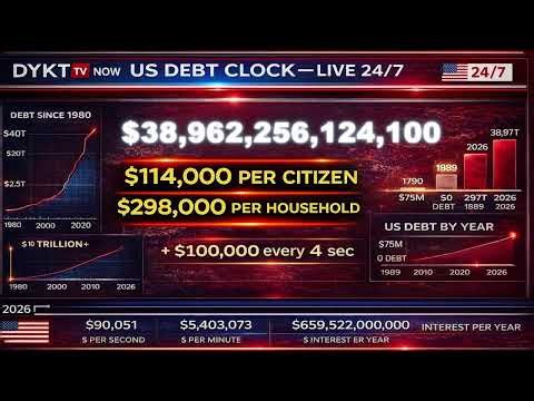 US Debt Clock LIVE – Nearly $39 TRILLION 🇺🇸 | Watch It Rise in Real Time (24/7)