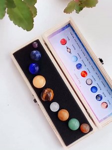 Runyangshi Nine Planets Solar System Model Crystal Ball - Natural Crystal Gemstone Marble Space Home Desk Decoration - Creative Gifts
