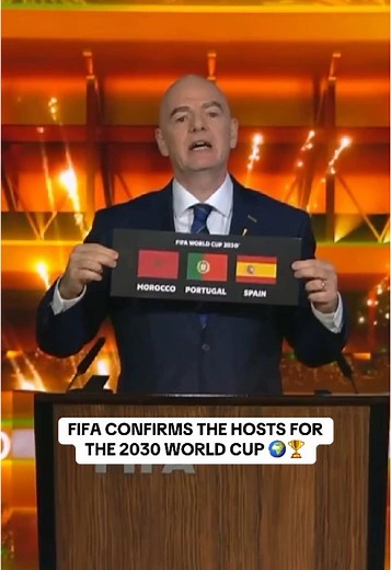 it’s official! Morocco, Portugal, and Spain are hosting the 2030 World Cup, along with Argentina, Paraguay, and Uruguay hosting centenary celebration matches in the tournament! 🎉🎉 #FIFA #WorldCup #FIFAWorldCup #FIFAWC #WC #2030 #2030WC #WorldCup2030 #Morocco #Portugal #Spain #Argentina #Paraguay #Uruguay