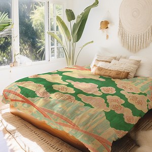 Peach Green and Light Blue Collage of Designs Inspired by Vintage Traditional Japanese Designs Duvet Cover - Etsy
