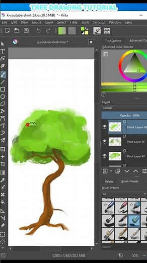 Tree drawing with Krita #short
