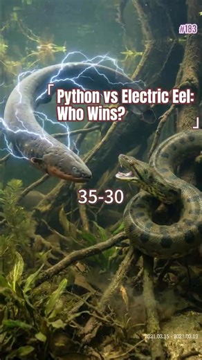 Python vs Electric Eel: Who Wins? 35-30 #AnimalBattle #Python #ElectricEel #Wildlife