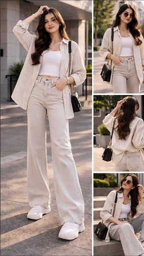👉🤔How to Style Wide Leg Jeans | Casual Summer Outfit #fashion#fyp #foryou #viral #trending #outfit