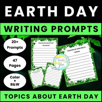 April Writing Prompts Earth Day | Arbor Day Spring | NO PREP Printable Activity