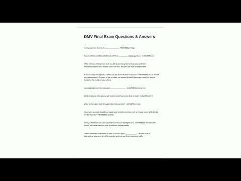 DMV Final Exam Questions Answers9