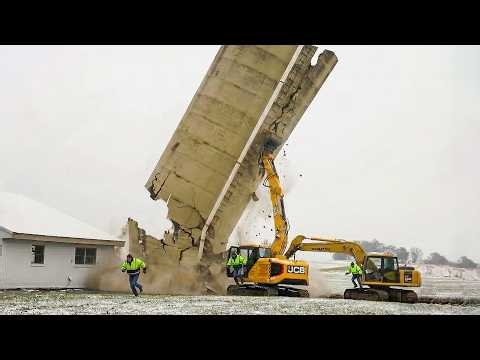 Demolition Idiots: Massive Silo & Water Tower Fall WRONG WAY | Dangerous Building Implosion #10