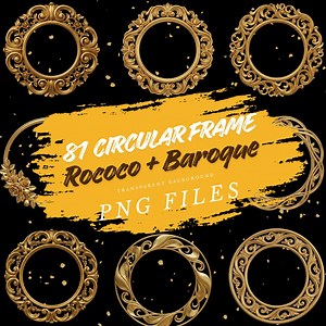 Rococo Baroque Gold Circle Frames | Wedding Monograms, Logos (PNG Clipart Set of 81) - Etsy Canada