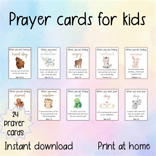 Kids Bible Cards Daily Prayer Scripture Cards for Kids Devotionals Bible Verse Cards Childrens Prayer Activity Bible Study - Etsy
