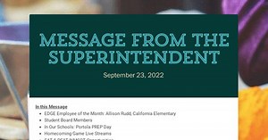 Message from the Superintendent