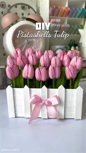 Sharmistha Roy on Instagram: "DIY pista shells tulip 🌷 #reels #viral #pistashellcrafts #pistashellflowers #tulip #handmade #craftideas #trending #artreel #instareels #instagram"