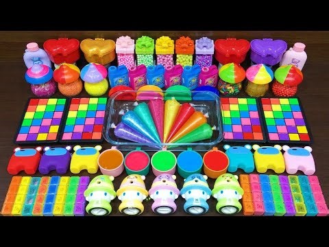 RAINBOW Slime Live #55: Random Mix into Clear Slime | Piping Bags
