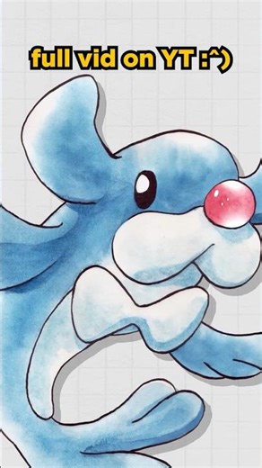 Popplio in the Gen 1 Sugimori art style #pokemon #art #alola #watercolor