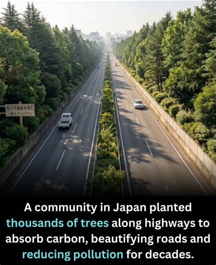 WORLD_WIDE_EDUCATION on Instagram: "In Japan, a forward-thinking community turned a stretch of busy highway into a living corridor of care by planting thousands of trees along its edges. What began as an environmental effort to absorb carbon emissions quickly grew into a long-term project that blends function, beauty, and climate resilience. Rows of native and fast-growing tree species now line the asphalt arteries, forming a green buffer that softens noise, traps dust, and cools the surrounding