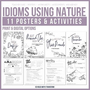 10 Idioms Using Nature - Posters, Worksheets, Quiz - Digital and Print
