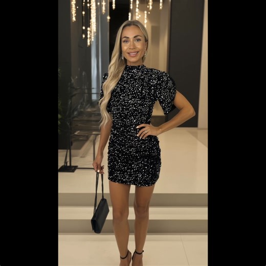 1.3K views | Silver Velvet Sequin Tulip Sleeve Ruched Mini Dress | AX Paris | Facebook