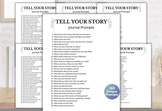 Tell Your Story Writing Prompts | 365 Guided Life Story Journal | Self Discovery | Memory Book - Etsy
