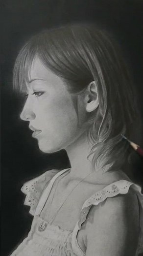 【鉛筆画】リアルな髪の毛の描き方「漆黒背景の鉛筆デッサン・人物画」 #drawing #描き方 #oilpaintingtutorial