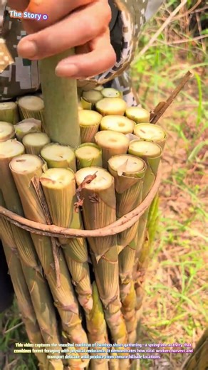 Spring Bamboo Shoot Harvest: Watch a Forager Carry Bundles of Fresh Shoots Down the Mountain! 🎋🌿🏔️