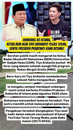 Tolak Undangan Prabowo ke Istana! Ketua BEM UGM: “Kami Bukan Bosmu!” #politikindonesia