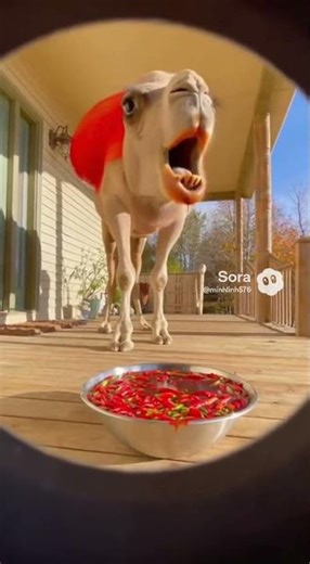 Camel’s Hilarious Reaction to Hot Peppers!#Camel #FunnyCamel #doorcam
