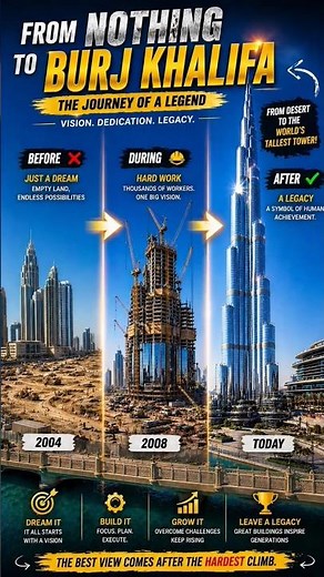 How Burj Khalifa Was Built 🚧 World’s Tallest Tower #travel #landmarktower#burjkhalifa#shorts#dubai