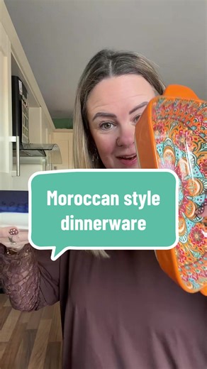Funky Moroccan style dinnerware. Idea for alfresco dining this summer. #dinnerware #dinnerwareset #moroccan #bohostyle #alfrescoliving