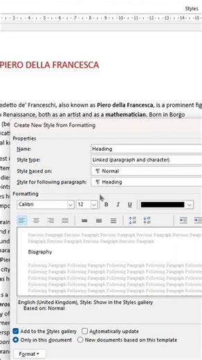 Modify and Create a Microsoft Word style - Lesson n.1