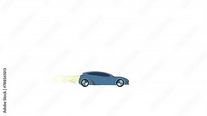 acceleration and motion, Acceleration as physics force for car movement and velocity, Labeled educational vehicle speeding up and slowing down interaction to motion, physics education