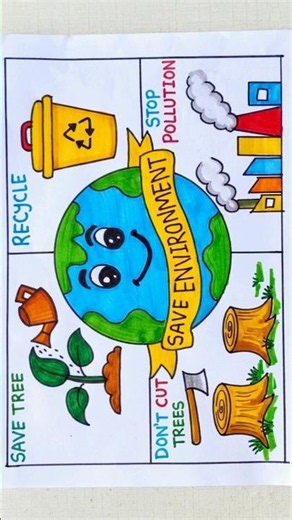 ✨ World Environment Day Poster Drawing✨ #drawing #youtubeshorts #easydrawing #environmentdaydrawing