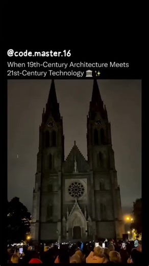 @code.master.16 on Instagram: "For a few minutes, history stopped and the cathedral began to move. This 19th-century cathedral was transformed using 3D projection mapping, a technology that aligns digital imagery with physical architecture. Every beam of light is mathematically calculated to match the building’s contours, allowing visuals to wrap perfectly around every window, column, and arch. These projections can include animations, textures, and even simulated motion, turning historic landma