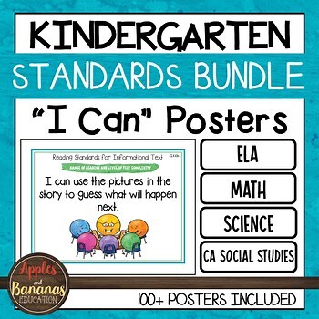 California Standards for Kindergarten - Bundle - I Can Posters - Kid Friendly