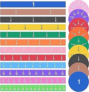 Meetory 134 Pcs Magnetic Fraction Tiles & Fraction Circles - Math Manipulatives for Preschool Elementary School Educational Resources Classroom Educational Kit