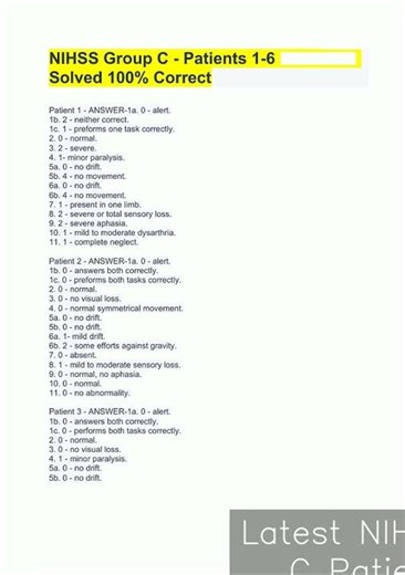 Latest NIHSS Group C Patients 16 Solved 100 Correct video